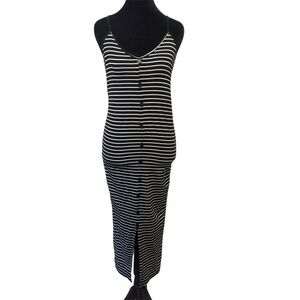 Maternity Midi Dress Black and White Striped